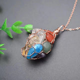 CSJA Healing 7 Chakras Pendant Necklaces Natural Raw Stone Crystal Necklace