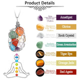 CSJA Healing 7 Chakras Pendant Necklaces Natural Raw Stone Crystal Necklace