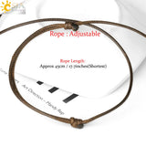 CSJA Natural Stone Pendant Rope Wrap Necklace - Amethyst Rose Crystal Quartz