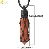 CSJA Healing Crystals Necklaces Stone Quartz Pendants Natural Rope Wrap