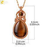 CSJA Pink Quartz Crystal Necklace Healing Stone Pendant Wrap Jewelry