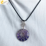 CSJA Amethyst Donut Pendant Crystal Necklace