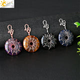 CSJA Amethyst Donut Pendant Crystal Necklace