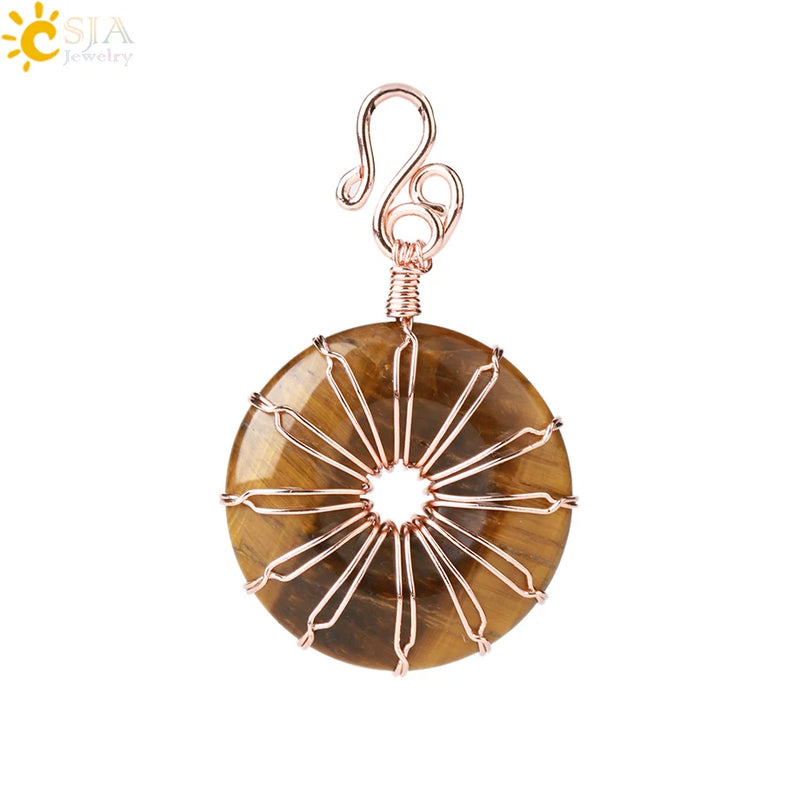 CSJA Amethyst Donut Pendant Crystal Necklace
