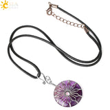CSJA Amethyst Donut Pendant Crystal Necklace