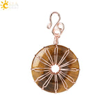 CSJA Amethyst Donut Pendant Crystal Necklace