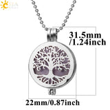 CSJA Healing Stone Pendant Tree of Life Aromatherapy Necklace