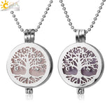 CSJA Healing Stone Pendant Tree of Life Aromatherapy Necklace