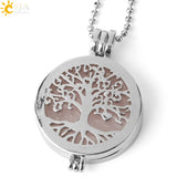 CSJA Healing Stone Pendant Tree of Life Aromatherapy Necklace