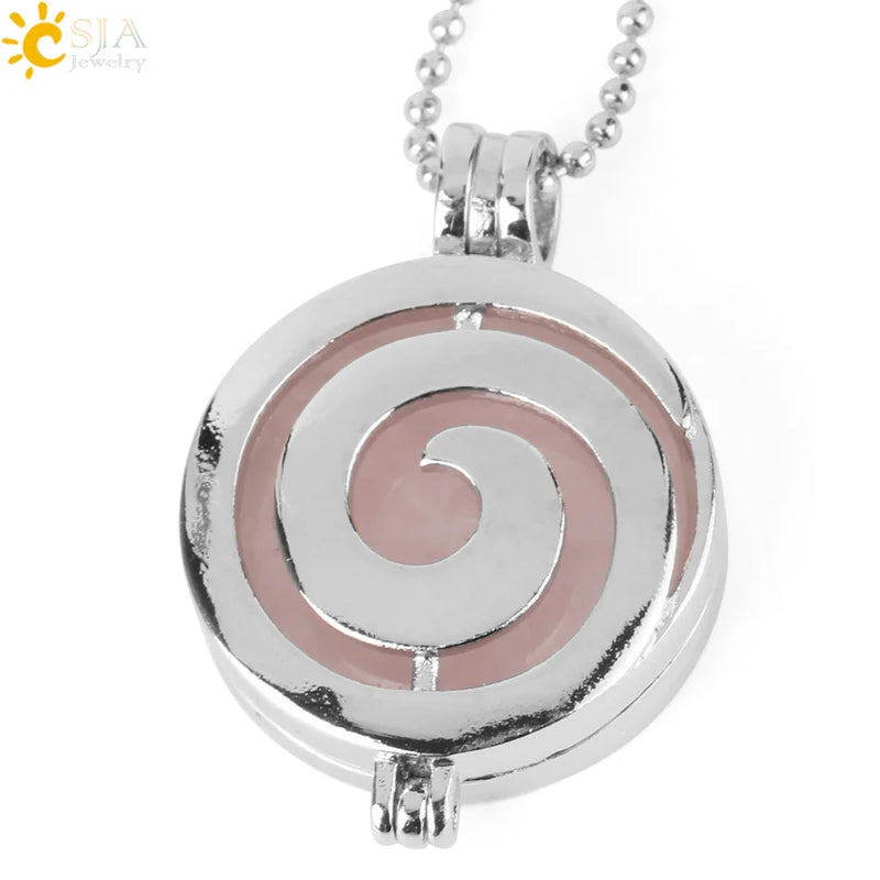 CSJA Spiral Locket Pendant Aromatherapy Diffuser Necklace G281