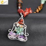 CSJA 7 Chakras Beads Pendant Necklace Natural Stone Chip Reiki Jewelry