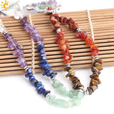 CSJA 7 Chakras Beads Pendant Necklace Natural Stone Chip Reiki Jewelry