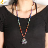 CSJA 7 Chakras Beads Pendant Necklace Natural Stone Chip Reiki Jewelry