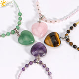 CSJA Heart Quartz Pendant Necklace Natural Amethysts