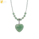 CSJA Heart Quartz Pendant Necklace Natural Amethysts