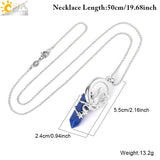 CSJA Hexagonal Crystal Necklace Cat Moon Star Pendant Healing Jewelry
