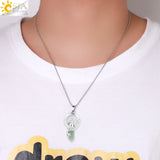 CSJA Hexagonal Crystal Necklace Cat Moon Star Pendant Healing Jewelry