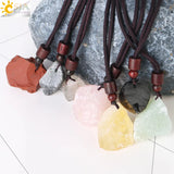 CSJA Pink Quartz Pendant Healing Fluorite Crystals Necklace