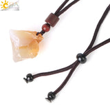 CSJA Pink Quartz Pendant Healing Fluorite Crystals Necklace