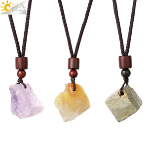 CSJA Pink Quartz Pendant Healing Fluorite Crystals Necklace