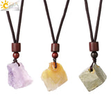 CSJA Pink Quartz Pendant Healing Fluorite Crystals Necklace