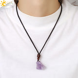 CSJA Pink Quartz Pendant Healing Fluorite Crystals Necklace