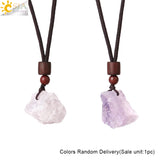 CSJA Pink Quartz Pendant Healing Fluorite Crystals Necklace