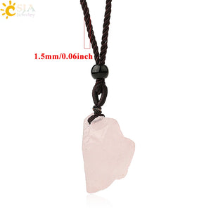 Natural Healing Stone Necklace Pendants Pink Quartz Fluorite Rose Crystals