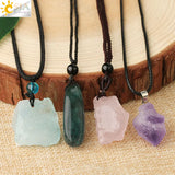 Natural Healing Stone Necklace Pendants Pink Quartz Fluorite Rose Crystals