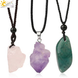 Natural Healing Stone Necklace Pendants Pink Quartz Fluorite Rose Crystals