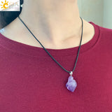 Natural Healing Stone Necklace Pendants Pink Quartz Fluorite Rose Crystals