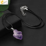 Natural Healing Stone Necklace Pendants Pink Quartz Fluorite Rose Crystals