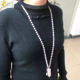 CSJA Gem Stone Necklace Hexagonal Perfume Bottle Pendant G675