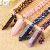 CSJA Gem Stone Necklace Hexagonal Perfume Bottle Pendant G675