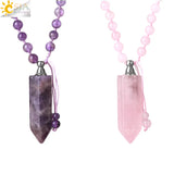 CSJA Gem Stone Necklace Hexagonal Perfume Bottle Pendant G675