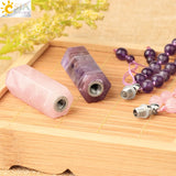 CSJA Gem Stone Necklace Hexagonal Perfume Bottle Pendant G675