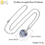 CSJA Heart Shape Crystal Pendant Necklace Amethyst Quartz H130