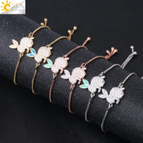 CSJA Rabbit Bracelet Opal Zircon Thin Link Rose Wrist Chain