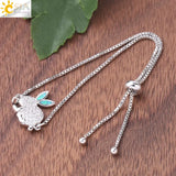 CSJA Rabbit Bracelet Opal Zircon Thin Link Rose Wrist Chain