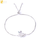 CSJA Rabbit Bracelet Opal Zircon Thin Link Rose Wrist Chain