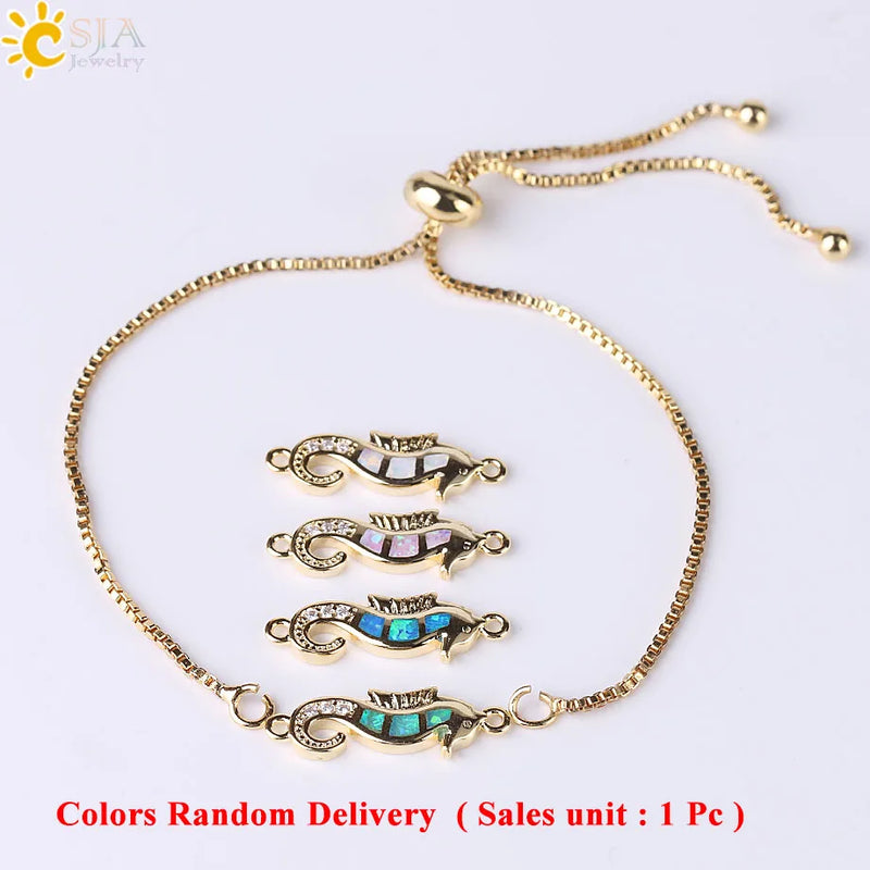 CSJA Rabbit Bracelet Opal Zircon Thin Link Rose Wrist Chain