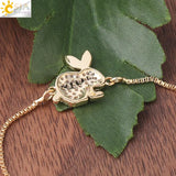 CSJA Rabbit Bracelet Opal Zircon Thin Link Rose Wrist Chain
