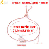 CSJA Rabbit Bracelet Opal Zircon Thin Link Rose Wrist Chain