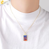 CSJA Geometric Big Pendant Necklace Tarot Cards Woman Jewelry