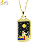 CSJA Geometric Big Pendant Necklace Tarot Cards Woman Jewelry