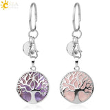 CSJA Natural Crystal Stone Tree of Life Keychain Lucky Key Ring Car Decor G498
