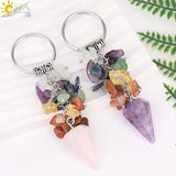 CSJA Chakra Crystal Keychain Natural Stone Pendant