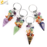 CSJA Chakra Crystal Keychain Natural Stone Pendant