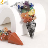 CSJA Chakra Crystal Keychain Natural Stone Pendant