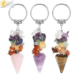 CSJA Chakra Crystal Keychain Natural Stone Pendant